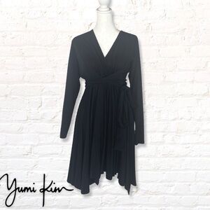 NEW! Yumi Kim Gramercy Project Classic Wrap Dress Size S Black Asymmetric Hem